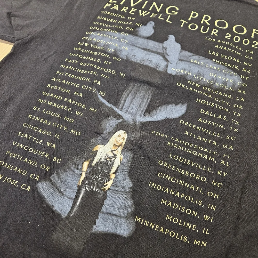 Vintage Y2K Cher Shirt Mens Large Black Living Proof Farewell Tour Tee 2000s - Picture 8 of 8